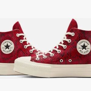 Converse Chuck Taylor Women's Red Leather All Star High-Tops Sz 10.5